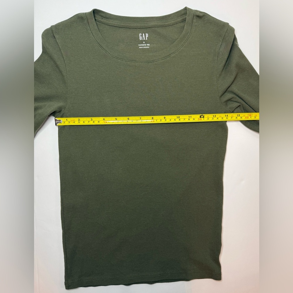 GAP Long Sleeved Favorite Crewneck T-Shirt Olive Night Green Size S - Picture 5 of 11